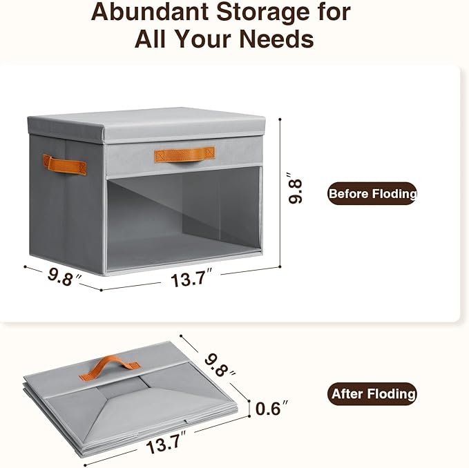 Homsorout Large Storage Bins with Lids - 6 Pack Foldable Decorative Organizers with Clear Windows & Handles, Cube Storage Org