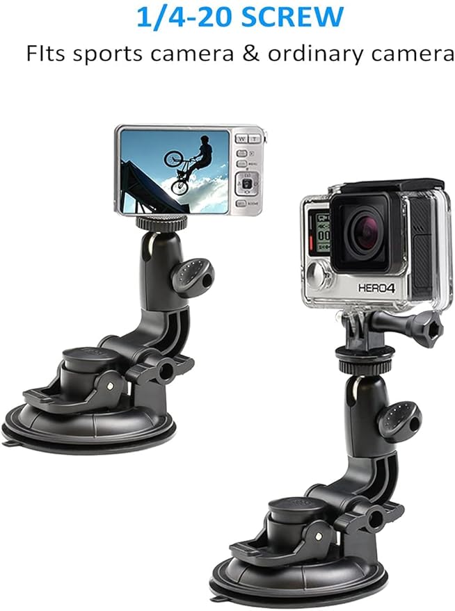 EXSHOW Car Camera Mount Holder for GoPro, Suction Cup Car Windshield Dashboard Dash Mount, Heavy Duty Action Camera Stand for GoPro Vlogging SJCAM