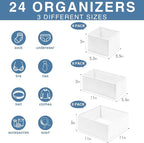 Criusia Drawer Organizer Clothes, 24 Pack Dresser Organizer Bins for Nursery Bedroom, Closet Organization and Storage Divider