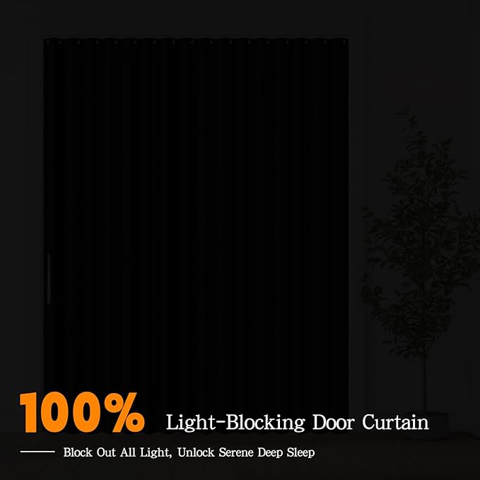 Jilron Accordian Door Curtain, 100% Blackout Folding Magnetic Doorway Curtains,Linen Style Closet Doors,for Room Divider,Priv