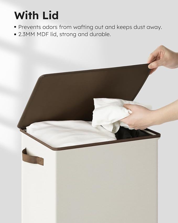 SOLEDI Laundry Hamper with Lid 90L Large & Tall Collapsible Laundry Basket, Clothes Hamper with Bag Removable Easy to Carry, 