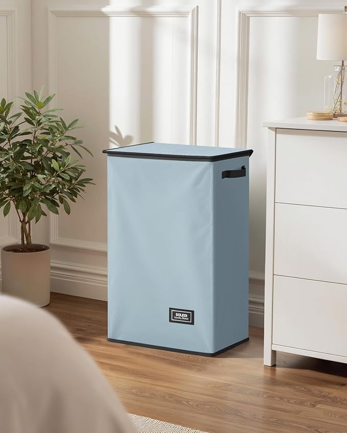 SOLEDI Laundry Hamper with Lid 90L Large & Tall Collapsible Laundry Basket, Clothes Hamper with Bag Removable Easy to Carry, 
