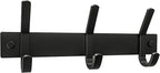 Matte Black Small Coat Rack Wall Mount – 9 Inch Stainless Steel Hook Rail with 3 Double Coat Hooks – Wall Mounted Entryway Or