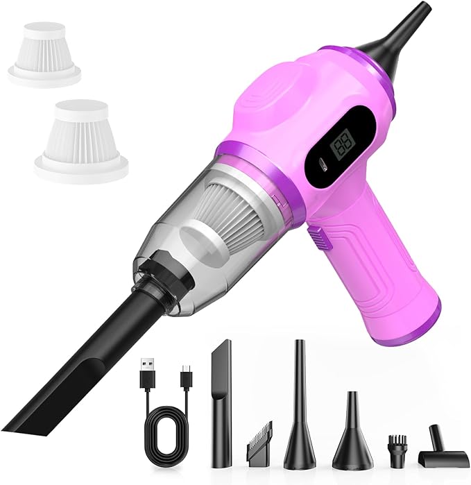 Portable Car Vacuum Cordless Mini Handheld Vacuums Cleaner Rechargeable with LCD Display and Multi-Nozzles, High Power Hand h