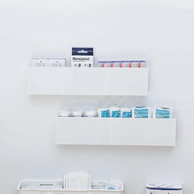 4 Pack Plastic Drawer Organizers for Home, Kitchen, Bathroom, Under Sink, Vanity, Medicine Cabinet and Office Use, White