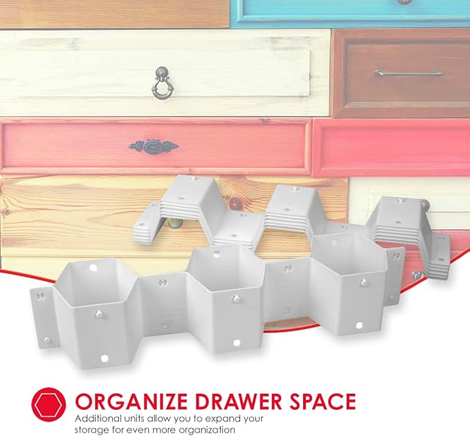 Home Basics Hexagon Pattern Honeycomb Easy Snap On 8 Piece Plastic Partition Customizable Drawer Divider Organizer Set for Un