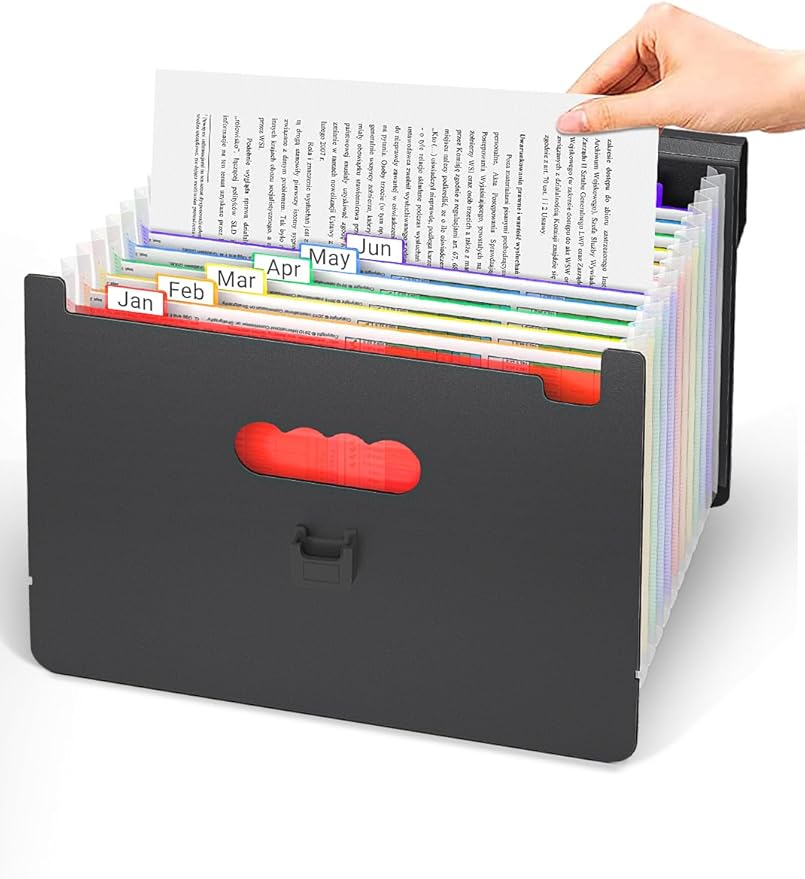 Expanding File Folder/Accordion File Organizer/Portable File Box with 13 Pockets,Fun Storage Filing Folders with Handle,Perfe