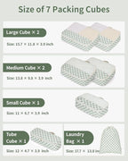 Narwey 7 Set Checkered Packing Cubes for Travel Kids Women, Durable Packing Organizer Bags for Carry on Suitcase Luggage Trav