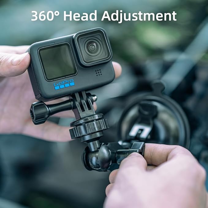 SUREWO Suction Cup Car Mount for GoPro,Windshield Window Dashboard Holder with Phone Clip Compatible with GoPro Hero 13/12/11/10/9/8/7/6,DJI Osmo Action 5 pro/4/3 and Most Action Cameras