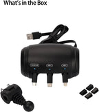 Retractable Car Backseat Charger–3-in-1 Car Backseat Charging Station, Rideshare & Private Car Essential, Fast Charge, 360° Rotating Headrest Mount – Universal USB-C/Lightning/Micro-USB for All phones