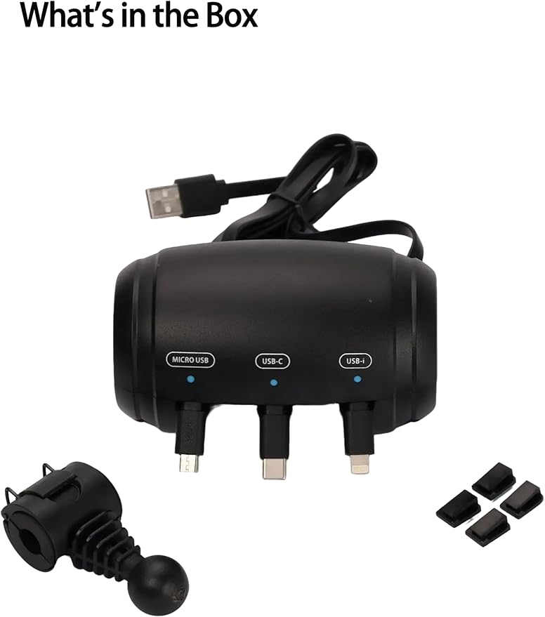 Retractable Car Backseat Charger–3-in-1 Car Backseat Charging Station, Rideshare & Private Car Essential, Fast Charge, 360° Rotating Headrest Mount – Universal USB-C/Lightning/Micro-USB for All phones
