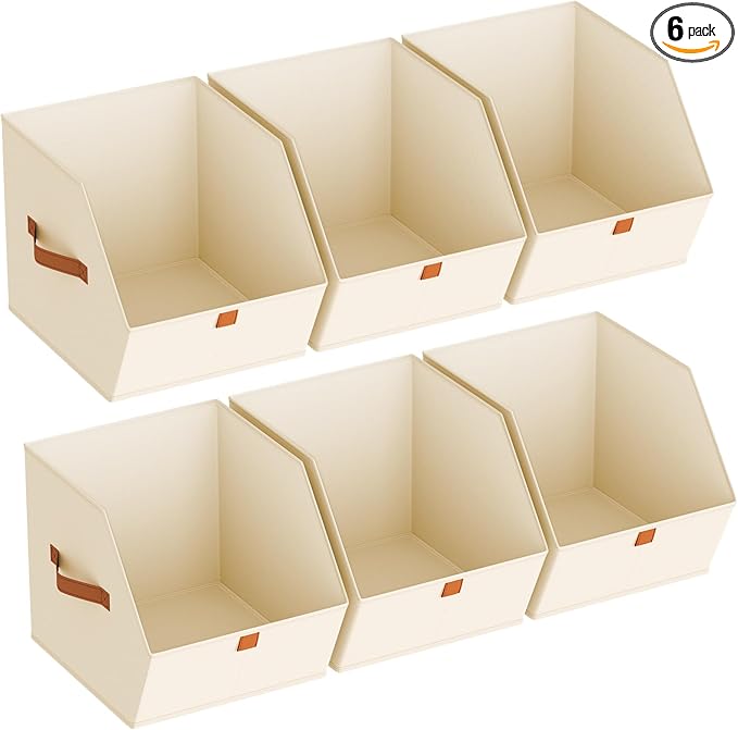 Homsorout Fabric Closet Storage Cubes - 6 Pack Square Storage Bins with Dual Handles for Clothes, Towels, Toys, Cube Storage 