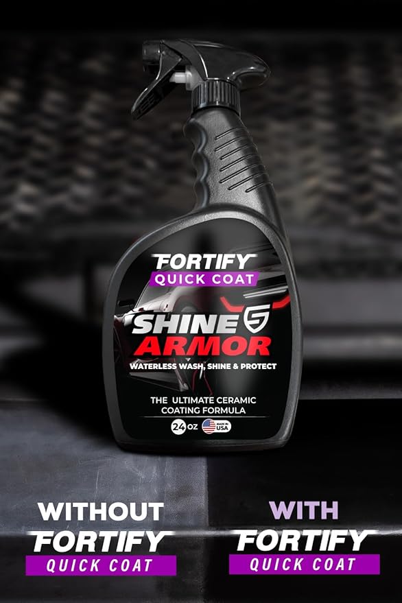 Car Wax Spray and Ceramic Coating for Cars - 3 in 1 Waterless Car Wash and Detailing - Quick Effect Coating Agent for Car - High Gloss Car Coating Spray, Shiny Car Stuff by Shine Armor - 24FlOz
