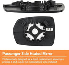 Senzeal Passenger Side Heated Mirror Glass Replacement with Blind Spot Mirror for Ford Edge 2015 2016 2017 2018 (Right Side)