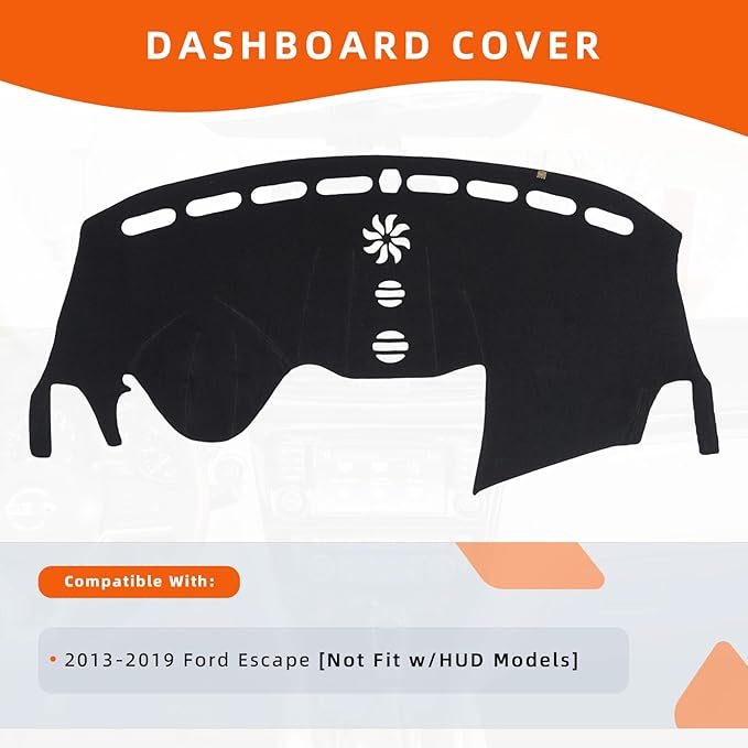 KEYOOG Dashboard Cover Dash Mat Fit for Fo-rd Escape 2019-2013 (Without HUD Models),Car Dash Board Mat Anti-Glare Carpet,Non-