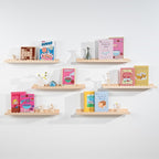 NEXHOME PRO Nursery Book Shelves, 6-Pack Solid Pine Wood Floating Shelves for Wall Kids, Wall Mounted Shelves for Bedroom/Liv