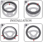 Black Carbon Fiber Luxury Roush Leather Car Steering Wheel Cover Auto Anti-Slip Protector 15''