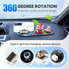 Multifunction Car Anti-Slip Mat, Non-Slip Dashboard Storage Pad with 360° Rotatable Phone Holder & Temporary Parking Number, 