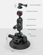 Ulanzi SC-02 Heavy-Duty Suction Cup Mount for Camera/Accessory (4.5"), Pump-actived Vacuum Camera Suction Cup Mount for Action Cameras w Quick Release NATO Magic Arm Car Boat Windshield Window Mount