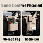 GMQ Car Pocket Handbag Holder,Pu Leather Seat Back Organizers Bag,Purse Holder for Between Seats Multifunctional Car Seat Storage (Beige)