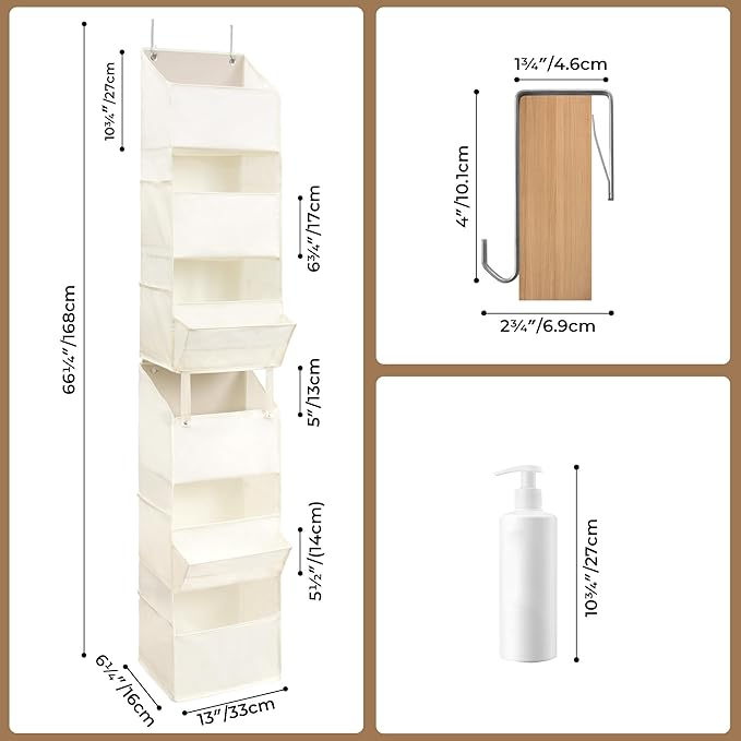 GRANNY SAYS Over The Door Organizer, 6-Shelf Detachable Behind the Door Storage with 8 Pockets, Waterproof Anti Tilt 40lb Lar