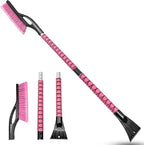 HEEYA 42.2 Inch Ice Scraper and Brush for Car, Snow Brush and Ice Scraper for Windshield Window, Car Snow Scraper with Foam Grip for SUV Truck Jeep Vehicle - Pink