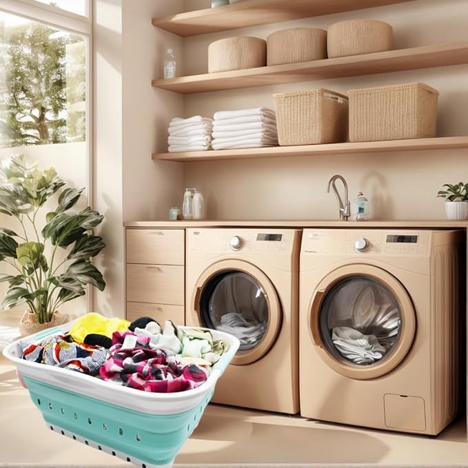 SAMMART 42L (11 gallon) Collapsible Plastic Laundry Basket - Foldable Pop Up Storage Container/Organizer - Space Saving Hampe