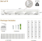 Forbena White Coat Hooks Wall Mount for Hanging 4 Pack, 16 Inch Wood Entryway Coat Rack Wall Mounted Heavy Duty, Modern Large