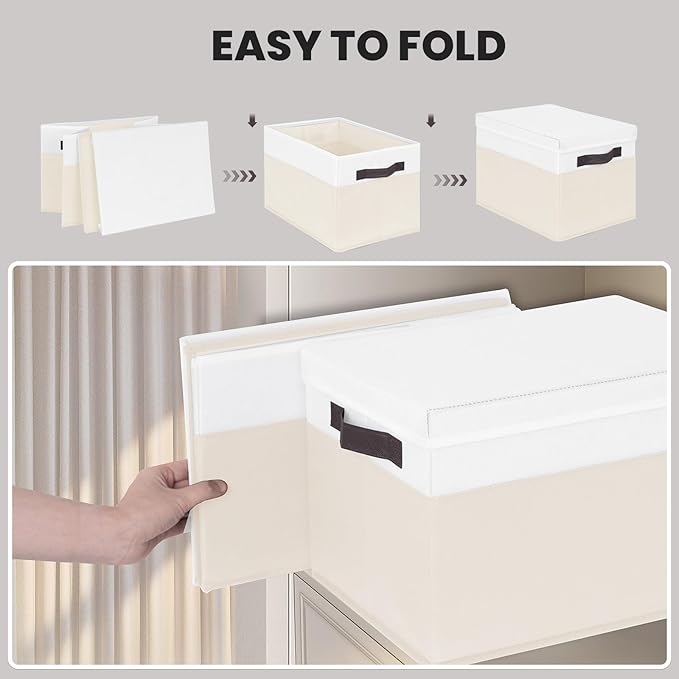 Large Closet Organizer Bins with Lids 8 Pack - Nursery Storage Baskets for Shelves Bedroom Dorm - Stackable RV Closet Organiz