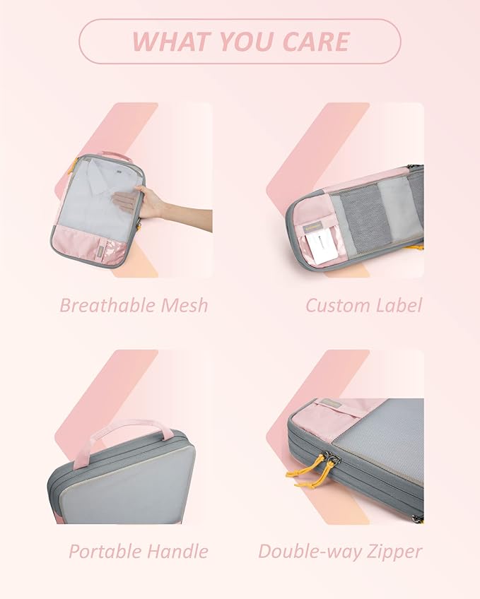 BAGSMART 6 Set /4 Set/2 Set Compression Packing Cubes for Travel, Lightweight Luggage Organizer Bags, Durable Space Saver Bag