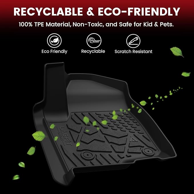 LASFIT Floor Mats 2019-2026 for Chevy Silverado/GMC Sierra 1500, 2020-2026 2500HD 3500HD, Only Double Cab/Bucket Seat (Only Fit with Rear Under-Seat Storage, But Not Fit 2nd Row Plastic Storage)