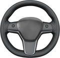 MEWANT Hand Stitched Real Leather Steering Wheel Cover for Tesla Model 3 2017-2023 / Model Y 2020-2023 for Tesla Model 3/Y Accessories(3D Style)