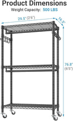 VIPEK R2 Medium Rolling Clothes Rack Heavy Duty Clothing Rack for Hanging Clothes Adjustable Metal Wire Shelving Portable Clo