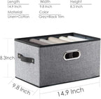 PRANDOM Large Foldable Storage Bins for Shelves [3-pack] Decorative Linen Fabric Storage Baskets Cubes with Leather/Metal Han