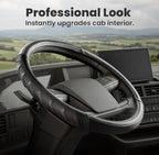 18 Inch Semi Truck Steering Wheel Cover for Freightliner Cascadia, Kenworth T680 T880, Peterbilt 579 & Volvo VNL – Heavy Duty Anti-Slip Leather Grip for Big Rig Class 8 Trucks – Black