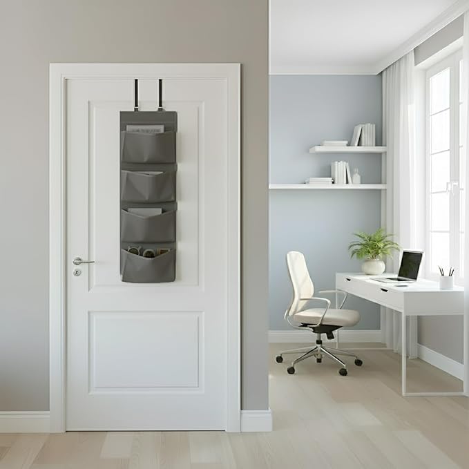 YNR Over Door Storage with 4 Pockets, Strong and Durable Hanging Wardrobe Organiser, Practical and Spacious, Hanging Storage 