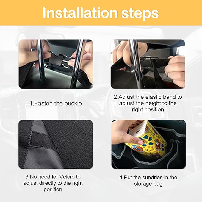 Car Trunk Organizer with Lid, Backseat Hanging Storage Bag with 4 Pockets & 3 Adjustable Straps, Waterproof PVC