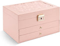 Greenfeather Jewelry Boxes for Women, Jewelry Organizer Box with Lid 3 Layers for Necklaces Rings Earrings and Bracelets Box 