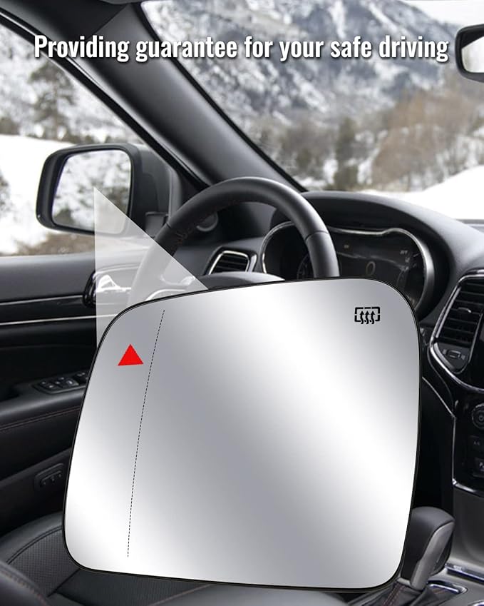 Driver Side Mirror Glass Heated With Blind Spot Detection & Power Heated Fit for Jeep Grand Cherokee Dodge Durango 2011-2021, Left Rearview Mirror Lens with Holder