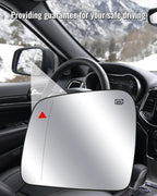 Driver Side Mirror Glass Heated With Blind Spot Detection & Power Heated Fit for Jeep Grand Cherokee Dodge Durango 2011-2021, Left Rearview Mirror Lens with Holder