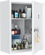Uniclife Wall Mount Medicine Cabinet with Key Lock Locking First Aid Cabinet Lockable Medical Cabinet Large Capacity Medicine