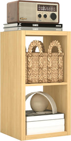 CTESNE【2026 Wooden Thick Frame 2 Cube Storage Organizer Shelf with Anti-Tipping Kits + Reversible Open Back Bookcase, Horizon