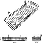 ANZOME 2 Pcs Metal Grid Wall Baskets with Hooks - Black Hanging Wire Basket Grid Wall Shelves - Multi Function Storage Organi