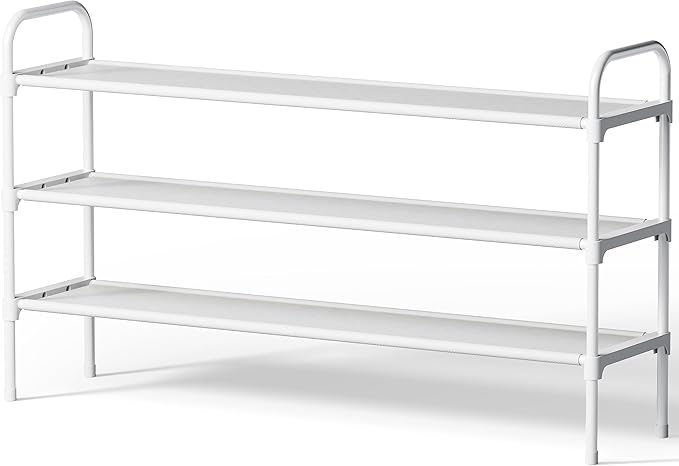 Kitsure Extra-Long Shoe Rack for Closet, Shoe Organizer for Front Door Entrance, Stackable Shoe Shelf, Detachable Closet Orga