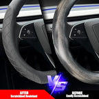 LKWLIKEI Leather Steering Wheel Cover. Elegant Diamond Checkered Design, Non-Slip and Breathable, for Tesla Model 3/Y Steerin