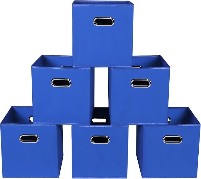 Fabric storage bins Cubes, Fabric Cube Organizer with Handle, Foldable Cube Bins for Cloth or Accessary Storage, 11x11x11, Se