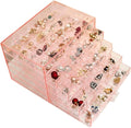 YUFONG Earring Storage Box Organizer, Acrylic Jewelry Storage Box Holder 5 Drawers Transparent Jewelry Display Stand with 120