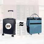 Reusable Grocery Bag On Wheels (Large, Blue) Shopping Trolley with 8 Pockets and Zipper Cover Foldable Rolling Tote, Heavy Duty Handles, Carries Up to 66 LBS