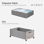 Under Bed Storage with Wheels, Wooden Under Bed Drawers On Wheels, Rolling Under Bed Shoe Storage, Space Saving,Grey,70L