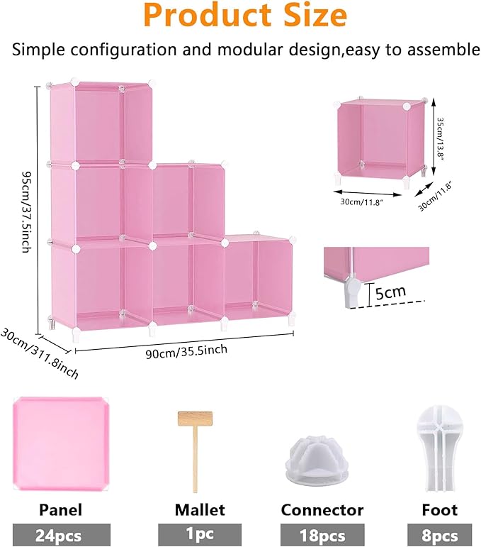 AWTATOS Cube Storage Organizer Protable Closet Organizers and Storage for Kids DIY Stackable 6 Cubes Storage Shelves Clothes 